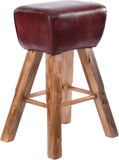 Barhocker TOREO Leder, Sheesham braun