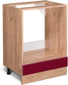 Vicco Küchenschrank Küchenzeile R-Line, Bordeaux Hochglanz, Herdumbauschrank 60 cm, ohne AP