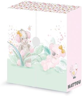 Nattou Aufbewahrungsbox für Babys, Für Erinnerungen und Andenken, Iris und Lali, 25 x 26,5 x 9 cm, EN-DE-NL-FR, Rosa