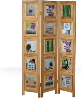 3 fach Paravent Raumteiler Holz Trennwand in natur Foto Fotowand