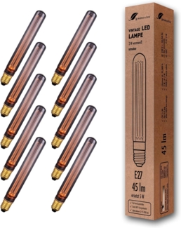 greenandco 10x LED Vintage Glühbirne zur Stimmungsbeleuchtung | E27 T30 | smoke | 2W 45lm | 1800K extra warmweiß | 320° | 230V | flimmerfrei | nicht dimmbar | Edison Glühbirne
