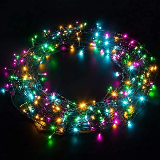 Elegear Bunt Lichterkette Außen 20M 200 LEDs Lichterkette Außen 8 Modi Weihnachtsbeleuchtung für Innen Außen IP44 Außenlichterkette für Weihnachtsdeko Geburtstag Feiertag Party Hotel Garten