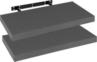 WOLTU 2X Wandregal Wandboard Bücherregal Regale für Deko Wandablagen aus MDF Holz, 2er Set Hängeregal Dunkelgrau, 50 x 23 x 3,8 cm RG9368dgr-2