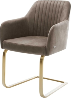 Freischwinger Greg-Flex Mikrofaser Taupe Vintage Freischwinger flach Gold Taschenfederkern