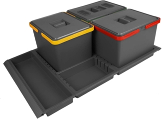 So-tech Abfallsammler Metropolis 12+12+12L mit Deckel Abfallsystem f. Auszug Korpusbreite 80cm