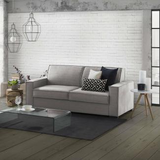 Talamo Italia - Festes Sofa Alba, 3-Sitzer-Sofa, 100% Made in Italy, Wohnzimmersofa aus Stoff, mit schmalen Armlehnen, Cm 200x95h90, Grau