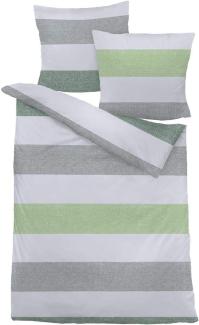 Traumschlaf 'Streifen' Bettwäsche, Baumwolle, Grün, 200x200 cm + 2x 80x80 cm