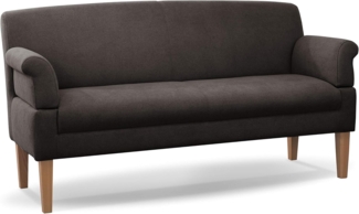 CAVADORE 3-Sitzer Küchensofa Malm, Sitzbank für Küche oder Esszimmer inkl. Armteilverstellung, Leichte Fleckenentfernung dank Soft Clean, 182 x 97 x 78, Flachgewebe: dunkelgrau