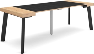 Skraut Home | Ausziehbarertisch | Multifunktionaler ausziehbarer | 220 | Für 10 Gäste | Hölzerne Beine | Moderner Stil | Eiche Schwarz
