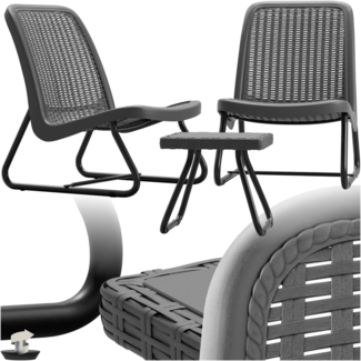 tectake Sitzgruppe Balkonmöbel Modica in Rattanoptik für 2 Personen, ergonomisch, (Set, 3-tlg), Pulverbeschichteter Stahl – stabil & hoch belastbar