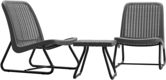 tectake Sitzgruppe Balkonmöbel Modica in Rattanoptik für 2 Personen, ergonomisch, (Set, 3-tlg), Pulverbeschichteter Stahl – stabil & hoch belastbar