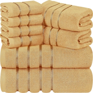 Utopia Towels 8-teiliges Luxus-Handtuch-Set, 2 Badetücher, 2 Handtücher und 4 Waschlappen, 600 g/m², 100% ringgesponnene Baumwolle, sehr saugfähige Viskose-Streifen-Handtücher, ideal für den