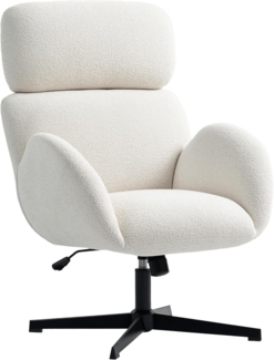 HOMCOM Bürostuhl Schreibtischstuhl, höhenverstellbar (Drehstuhl, 1 St), für Schlafzimmer, Arbeitszimmer, Cremeweiß
