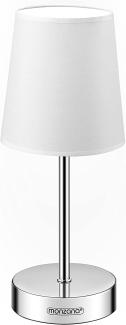 monzana Tischleuchte, Weiß 1er Set, 32 cm Stoffschirm E14 Chrom Metall Wohnzimmer Büro Schlafzimmer