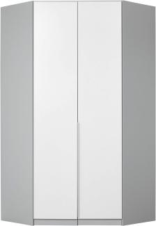 Rauch Möbel Alabama Eckschrank Schrank Kleiderschrank Weiss / Grau, 2-türig, Inklusive Zubehörpaket Basic, 1 Kleiderstange, 12 Einlegeböden, BxHxT 117x229x117 cm