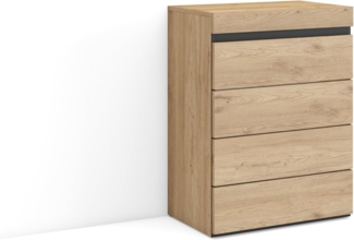 Skraut Home | Kommode mit Schubladen | Aufbewahrungsschrank | 57 x 75 x 35 cm | Für Schlafzimmer, Zimmer | Sideboard, Schrank | Moderner Stil | Eiche