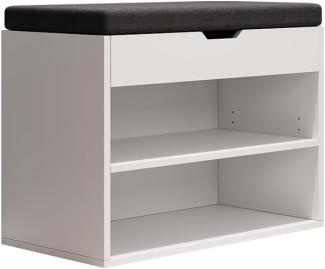 Oskar-Store Schuhbank Titus Weiß, 60 x 45 cm, Schuhregal mit Sitz, Klappdeckel, Fächer