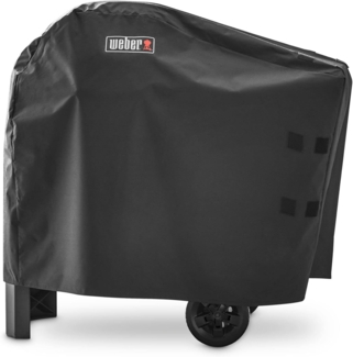 Weber Premium Grill Abdeckhaube für Pulse 1000/2000 mit Rollwagen, atmungsaktiv UV- & wasserbeständig, Schutz for Wind & Wetter, mit Klettverschluss zum Befestigen - Schwarz (7181)