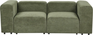 2-Sitzer Sofa Cord grün mit Ottomane FALSTERBO