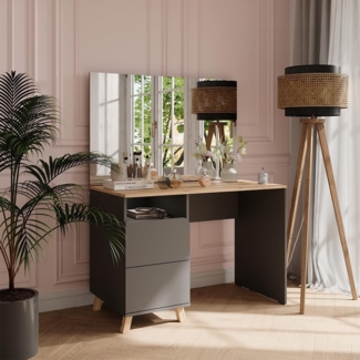 Schminktisch Karen Anthrazit/Artisan 110 cm mit Spiegel Vicco