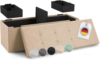 Blumtal Sitzbank mit Stauraum + 2 extra Boxen - Truhenbank mit Stauraum 110 x 38 x 38 cm - Sitztruhe mit Stauraum - Bequemer Hocker mit Stauraum - Sitzbox mit Stauraum - Sitzbank Beige - Sitzbox in Beige