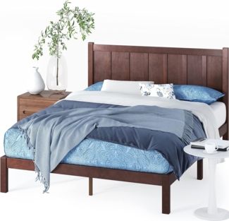 Zinus Adrian Holz rustikaler Stil Plattformbett mit Kopfteil / Keine Boxspring erforderlich/ Stabiler Holzlattenrost/ Schnelle, einfache Montage/ 80 x 190 cm