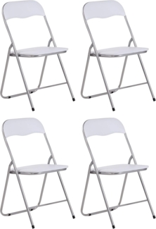 CLP 4er Set Klappstuhl Felix Klappbarer mit Kunstleder PVC Sitz Gepolstert,weiß/silber