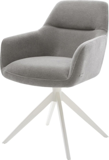Drehstuhl Pejo-Flex Strukturstoff Soft Grau Kreuzgestell breit Weiß 360° drehbar Wippfunktion Taschenfederkern