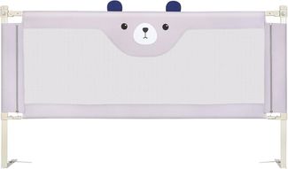 HUOLE Bett Bettgitter Baby Bettschutzgitter mit Höhenverstellbar Kinderbettgitter für Kinderbetten, Elternbetten & Alle Matratzen Massivholzbetten,200 * 100 * 26cm – Kleiner Bär – grau