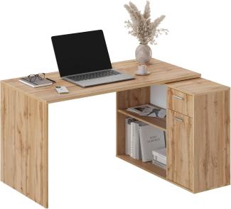 Schreibtisch klein 136 x 101 x 75 cm Eiche braun – Bürotisch Eckschreibtisch RICOO WM083-EW