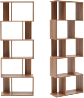 Rebecca Mobili Bügerregal Holzregal 5 Ablagen Braun Modern Holz Büro Wohnzimmer - 169 x 60 x 24 cm (H x B x T) - Art. RE6031