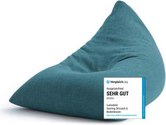 Lumaland Sitzsack Interior Line - Sitzkissen Bean Bag - Dreieckiger Komfort-Sitzsack - 370l Füllung - 150 x 100 x 100 cm - Aqua