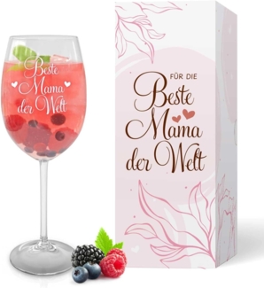 GRAVURZEILE Rotweinglas mit Gravur - Beste Mama der Welt - Lasergraviert - Muttertagsgeschenk, Qualitätsglas aus dem Hause Leonardo, Ausführung: Daily Weinglas