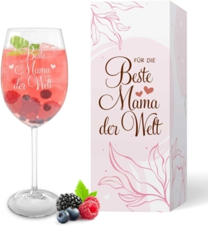 GRAVURZEILE Rotweinglas mit Gravur - Beste Mama der Welt - Lasergraviert - Muttertagsgeschenk, Qualitätsglas aus dem Hause Leonardo, Ausführung: Daily Weinglas