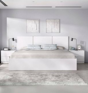 Dmora - Doppelbett Dalvra, Struktur des Container-Betts, Sommier mit Verkleidung, Matratzenhalterstruktur, 267x205 h96 cm, Weiß