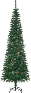 HOMCOM Künstlicher Weihnachtsbaum 195 cm Christbaum mit 556 Spitzen, 25 Zapfen, klappbar Metallständer, Tanne, für Weihnachten Deko, grün