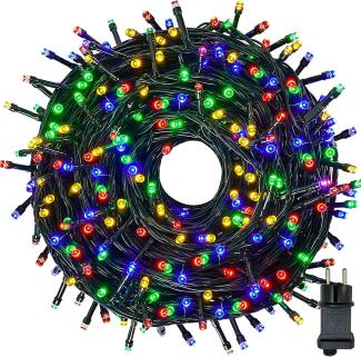 Lichterkette Außen Strom 20m 200LED Innen Lichterkette Weihnachtsbaum mit 8 Modi Timer Speicherfunktion IP44 Wasserdicht, Lichterkette Strombetrieben für Balkon, Garten, Hochzeit, Bunt