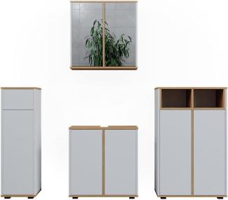 Badmöbel-Set Didi Weiß/Artisan 4 Teile mit zwei Midischränken Vicco