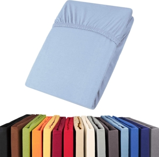 aqua-textil Viana Spannbettlaken 140x200-160x200 cm blau Baumwolle Spannbetttuch Jersey Laken