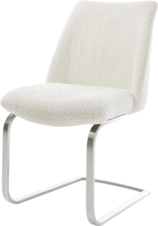Freischwinger Elso-Flex Bouclé Weiß Freischwinger flach Edelstahl Taschenfederkern