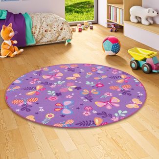 Snapstyle Kinderteppich Kinder Spiel Teppich Schmetterling Rund, Rund, Höhe: 4 mm