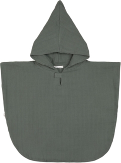 LÄSSIG Kinder Badeponcho aus Musselin mit Kapuze/Muslin Poncho Petrol Green