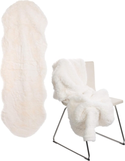 Brandsseller Lammfellimitat-Teppich 60x180 cm XXL – Flauschiger Hochflor Teppich aus Kunstfaser – Weiche, warme Deko-Auflage für Boden, Sofa, Sessel & Bett – Waschbar – Für Indoor & Outdoor – Creme