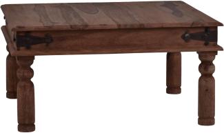 MiaMöbel Couchtisch Colombo Natur 45x45cm Massivholz Teak Landhaus Indien Indisch