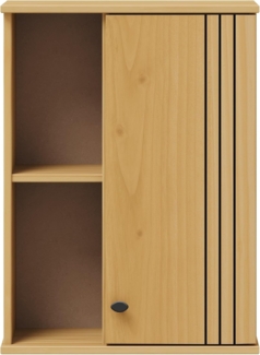 Woodroom Hängeschrank Sevilla Wandregal mit Türen Kiefer eichefarbig lackiert, BxHxT 52x70x21 cm