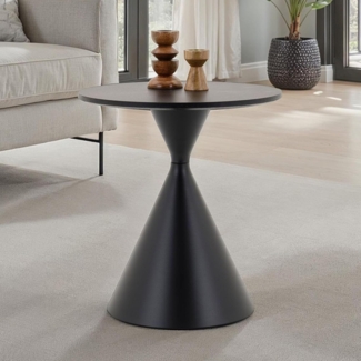 IDIMEX Couchtisch ISOMA, runder Beistelltisch Ø50cm Holzoptik & Metallgestell modern schwarz