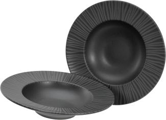 CreaTable 21823 Tafelservice Vesuvio für 2 Personen, Steinzeug, anthrazit (1 Set, 2-teilig)