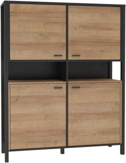 Highboard Hector 5 Schwarz Riviera Eiche 122 x 153 x 41 cm Kommode Vitrine Schrank