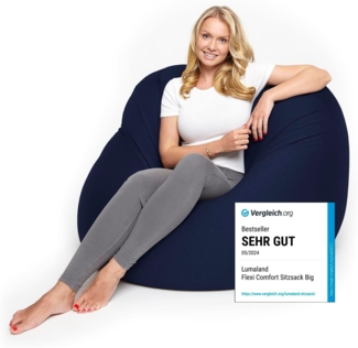 LUMALAND Flexi Comfort Sitzsack Premium Bean Bag Sitzkissen - Big - 155x100 cm - Navyblau