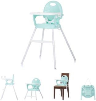 Chipolino Hochstuhl 3 in 1 Bonbon, Sitzerhöhung, Fußstütze, Tablett verstellbar türkis